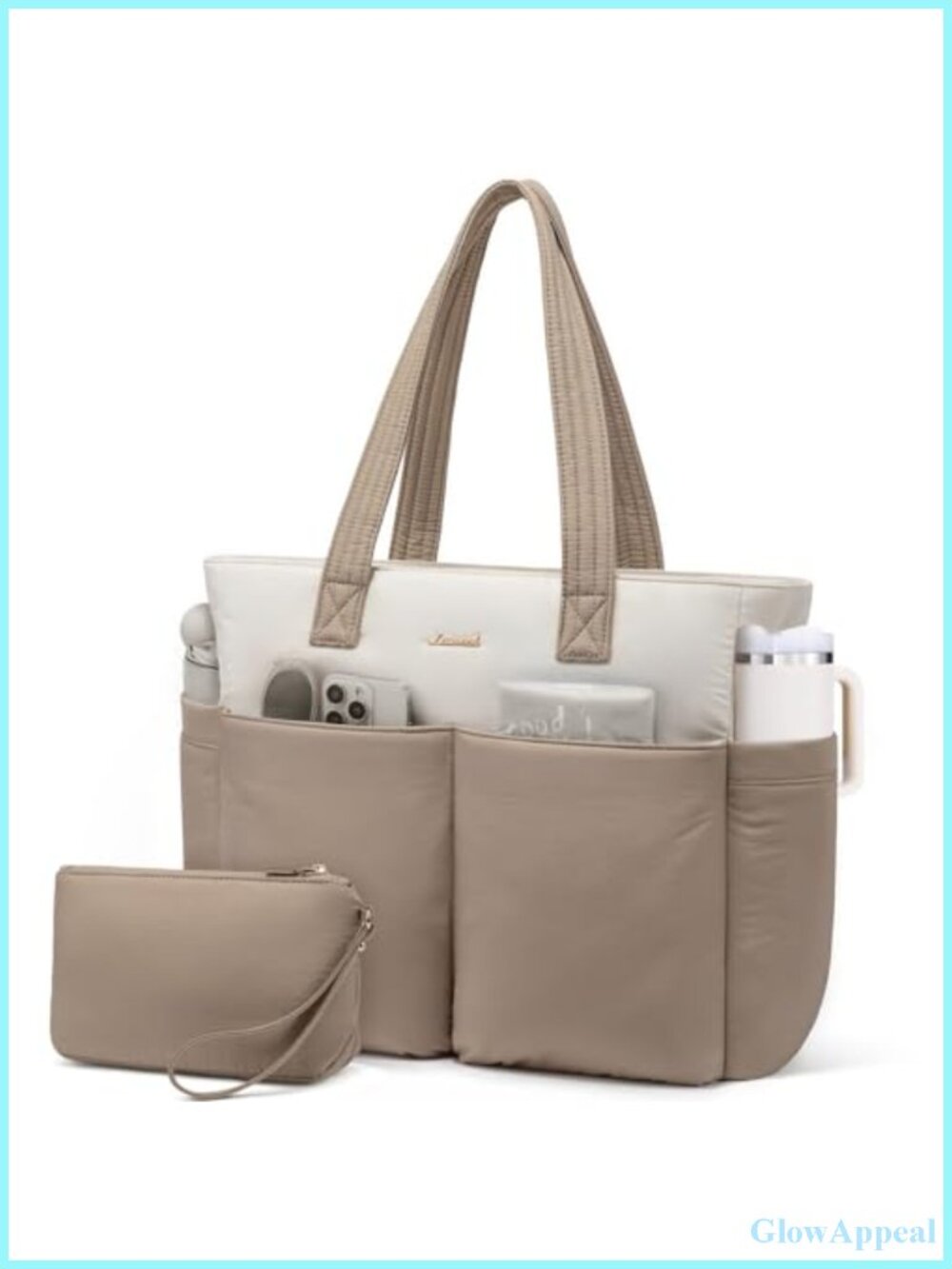 Ultra-Lightweight Puffer Laptop Tote Bag for Women with Organized Compartments,